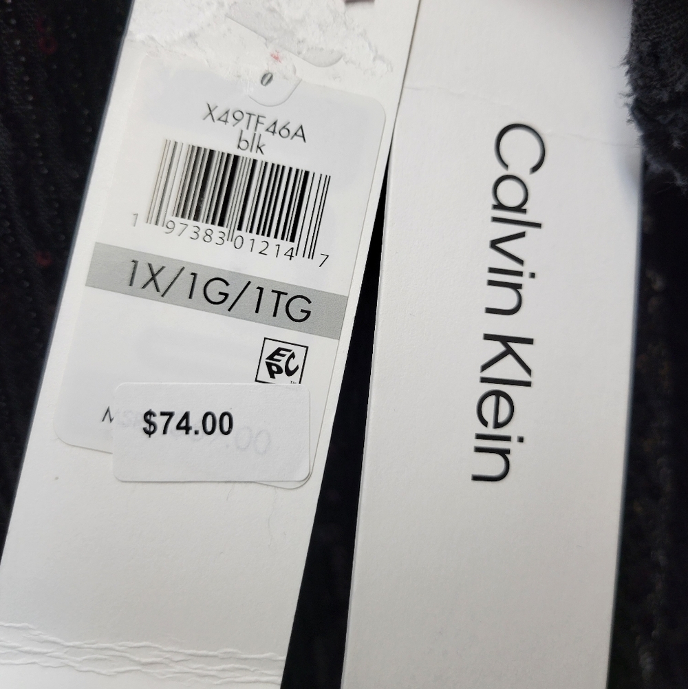 Calvin Klein Black Sequin Blouse V Neck Plus Size 1X NEW - Picture 5 of 11